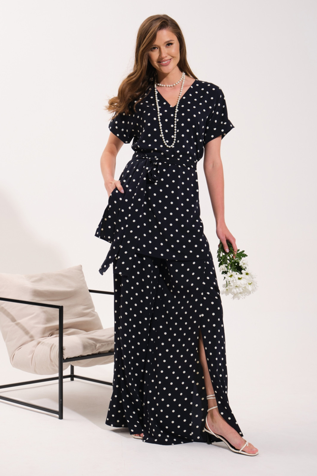 Костюм Vi oro VR-1053 темно синий/горох - фото 1